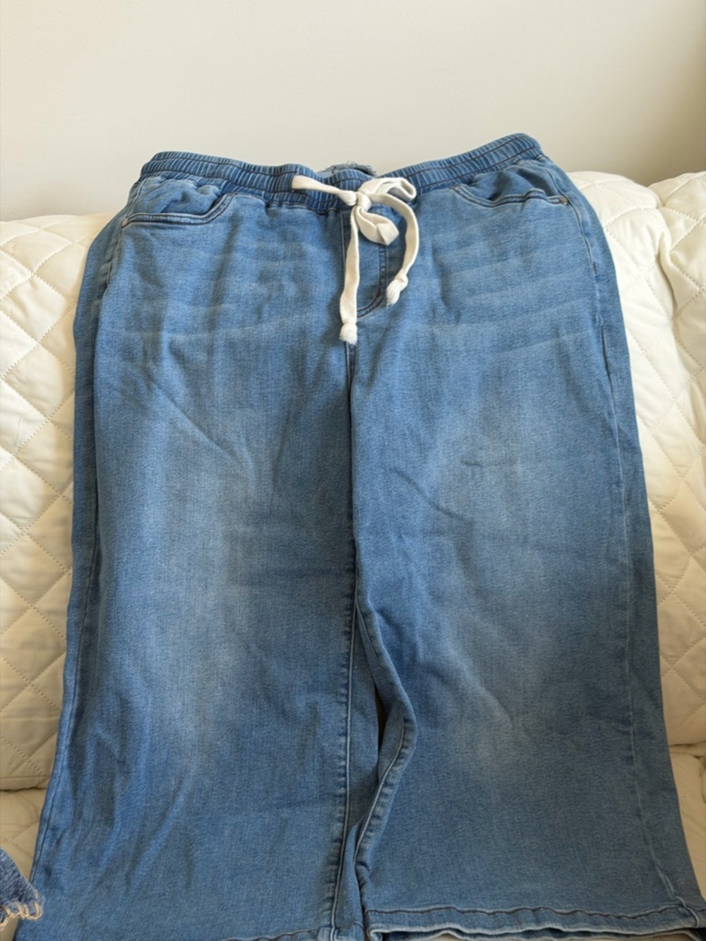 BloomChic Light Blue Wide Leg Denim Capris